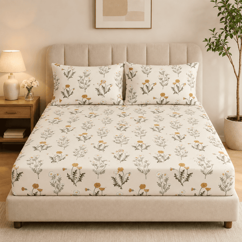 Super Soft Lily Design Double Bedsheet ( 90*100inch, King )