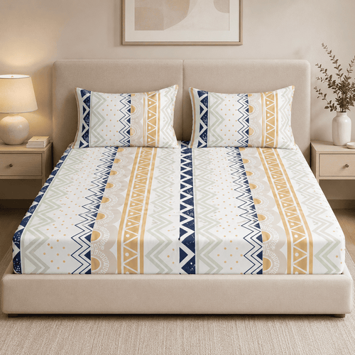 Super Soft Tribal Elegance Design Summer Bedsheet ( 90*100inch, King )