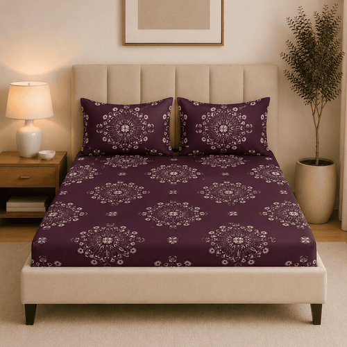 Super Soft Iris Design Double Bedsheet ( 90*100inch, King )