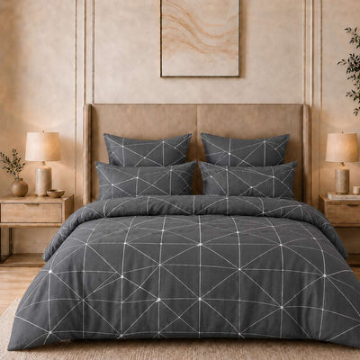 Luxury Charcoal Geometric Comforter Set ( 90x100 inch)