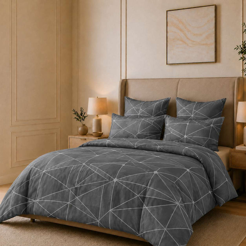 Luxury Charcoal Geometric Comforter Set ( 90x100 inch)