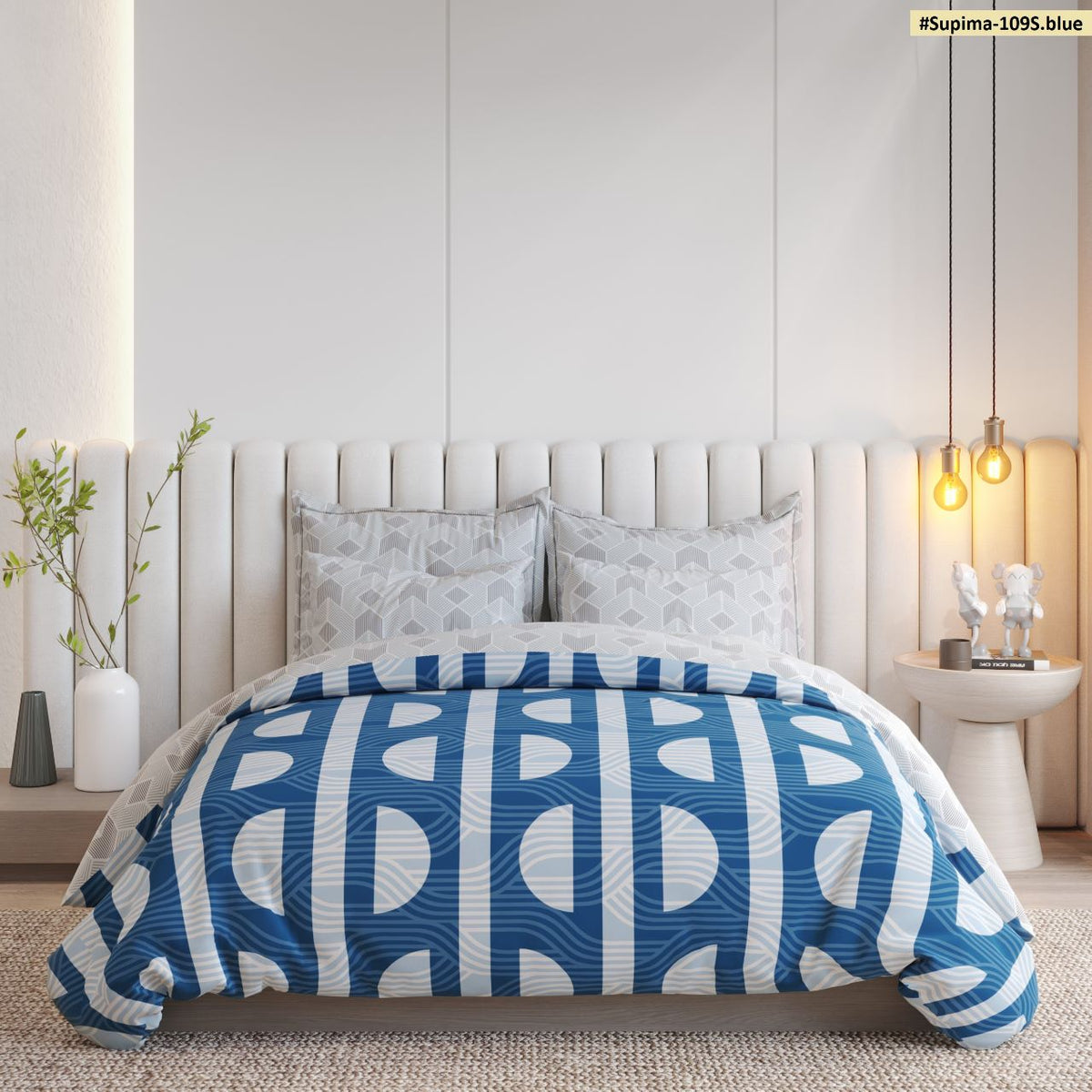 Super Soft SemiCircle Design Summer Double Bedsheet ( 90*100inch, Kin