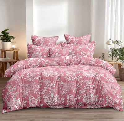 Pink Rosewood Garden 7D Comforter set ( 90x100 inch)