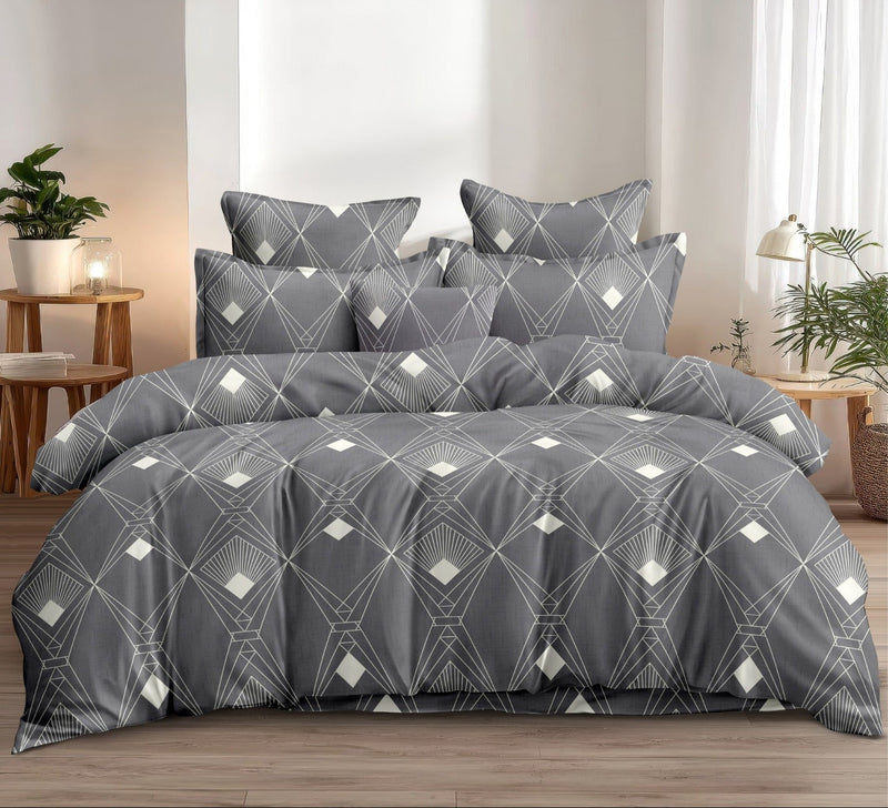 Modern Geometric Grey Comforter ( 90x100 inch)
