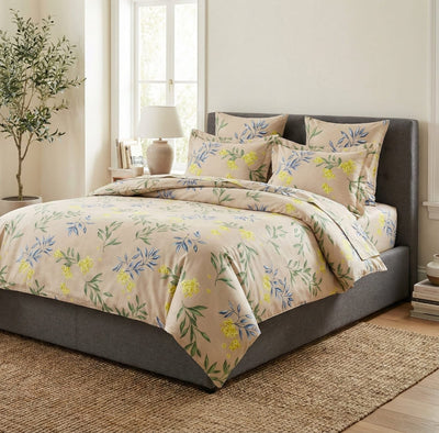Super Soft Ac Comforter Set Leafy Blossom Design ( 90x100 Inch )