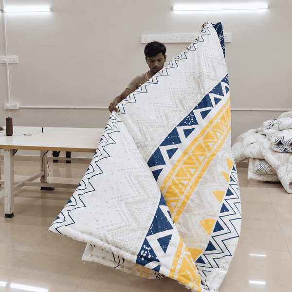 Fibre and printed fabric brought together
