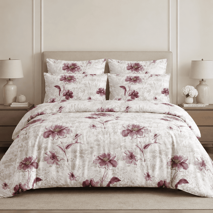 Mauve Blossom Comforter Set – Lightweight , King Size (90x100 inches)