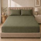 Super Soft Plain Cotton Bedsheet ( Olive Green )
