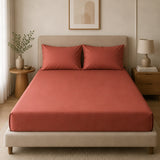 Super Soft Plain Bedsheet Cotton ( Terracotta )