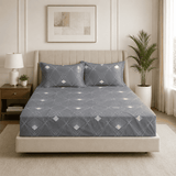 Modern Geometric Grey Design Double Bedsheet ( 90*100inch, King )