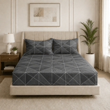 Luxury Charcoal Geometric Summer Double Bedsheet ( 90*100inch, King )