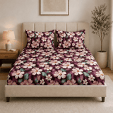 Royal Bloom 7D Design Summer Double Bedsheet (ELASTIC Bedsheet, 4 pc Set)