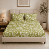 Green Forest Design Design Double Bedsheet ( 90*100inch, King )
