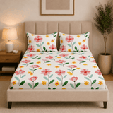 Super Soft Pulmeria Design Double Bedsheet ( 90*100inch, King )