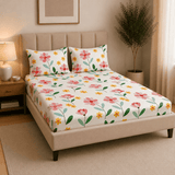 Super Soft Pulmeria Design Double Bedsheet ( 90*100inch, King )