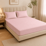 Super Soft Pink wave Design Double Bedsheet ( 90*100inch, King )