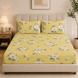 Super Soft Daisy Blue Design Double Bedsheet ( 90*100inch, King )
