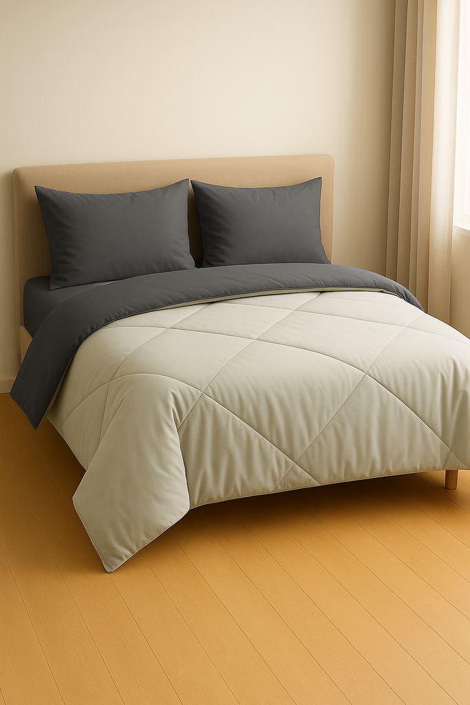 Premium Plain Pastel Comforter – Lightweight, Ultra Soft & Reversible ( Grey/White)