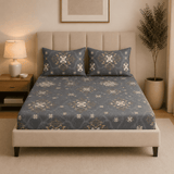Midnight Damask Design  Double Bedsheet ( 90*100inch, King )