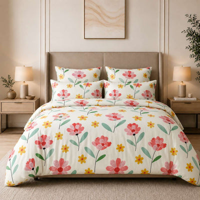Plumeria Design AC Comforter Set 4 Pc – King Size 90x100 | Decorbajar