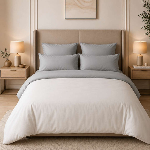 Premium Plain Pastel Comforter – Lightweight, Ultra Soft & Reversible ( Grey/White)