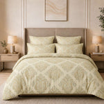 Reversible Soft Ac Comforter Set damask Design ( 90x100 Inch )