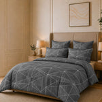 Luxury Charcoal Geometric Comforter Set ( 90x100 inch)
