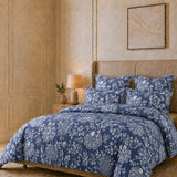Blue Botanical Floral 7D Comforter set ( 90x100 inch)