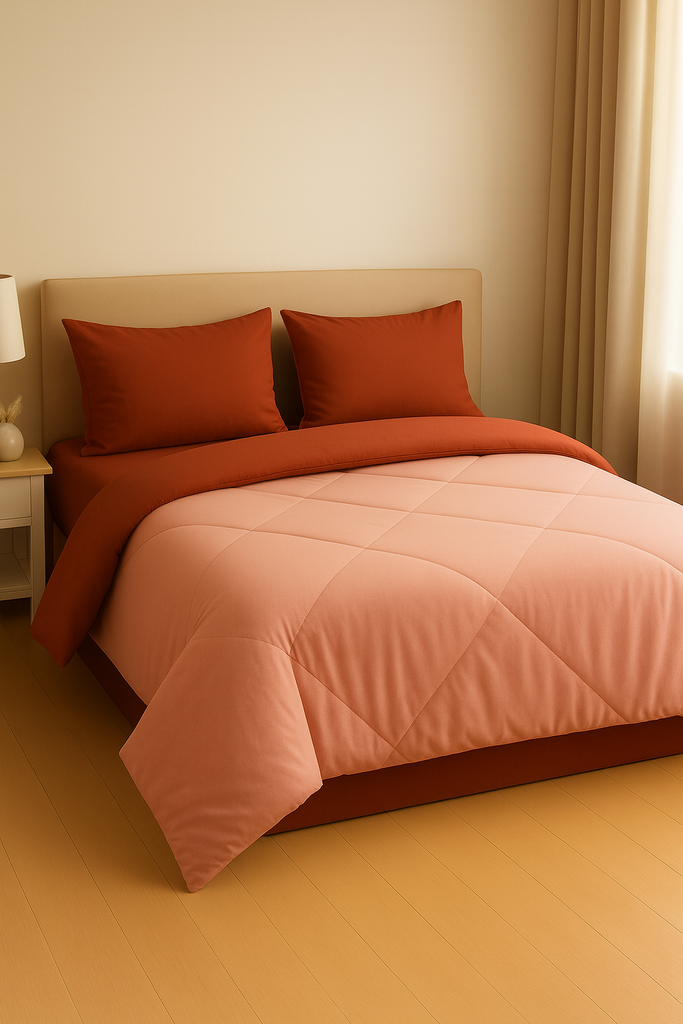 Premium Plain Pastel Comforter – Lightweight, Ultra Soft & Reversible ( Peach/Terracotta )
