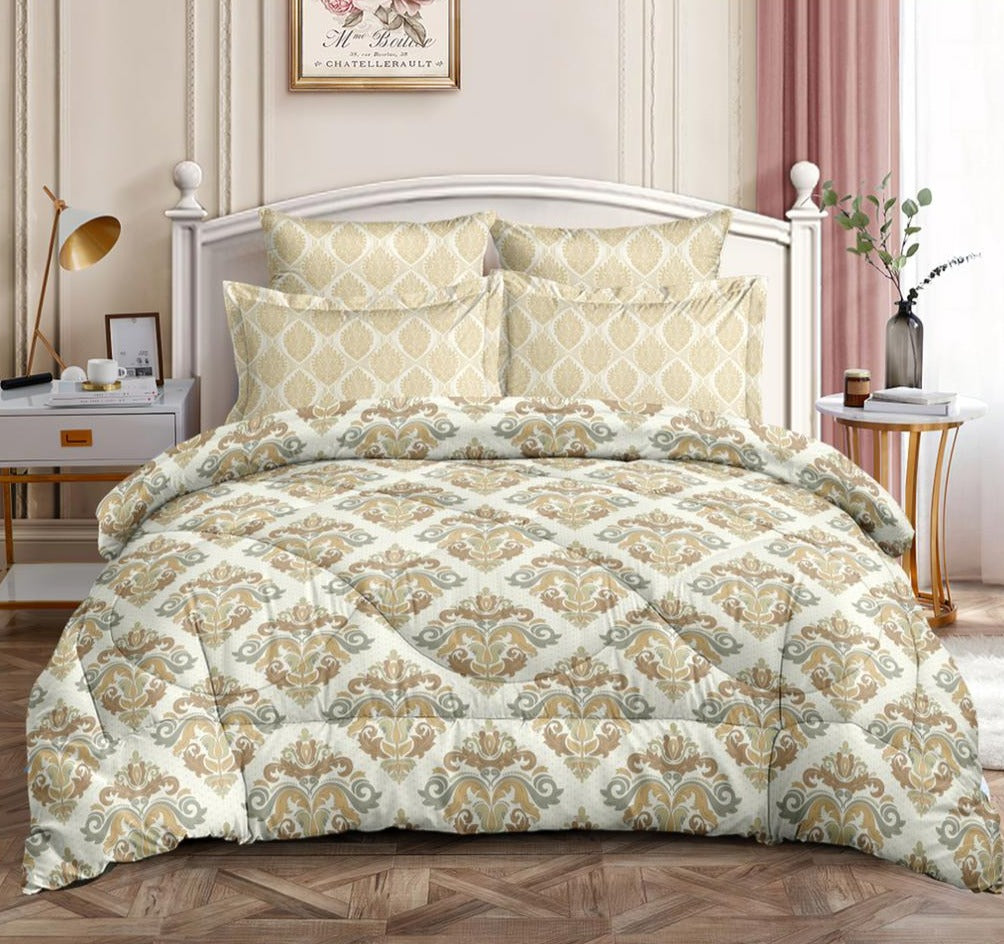 Reversible Soft Ac Comforter Set damask Design  ( 4 pc Set,King size)