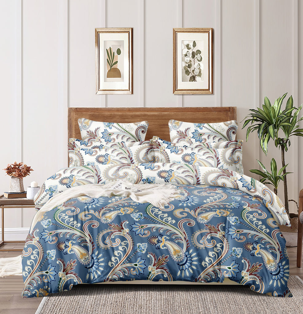 Reversible Soft Ac Comforter Set Majestic Design  ( ELASTIC Bedsheet, 4 pc Set)