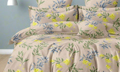 Suggestion


Floral patterned bedding set on a bed in a room with a dark wall and wooden bench