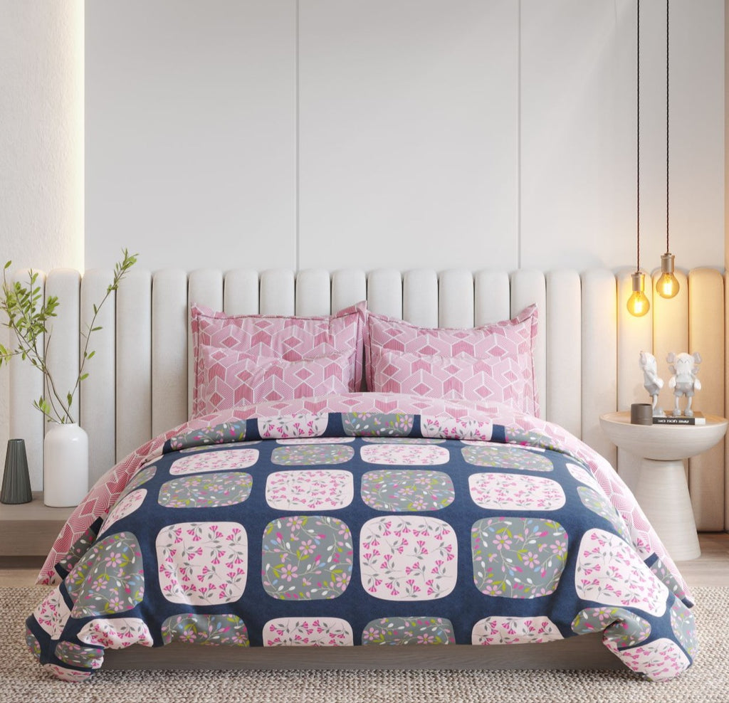 Super Soft Flamingo Design Ac Comforter Set (ELASTIC Bedsheet, 4 pc Set)