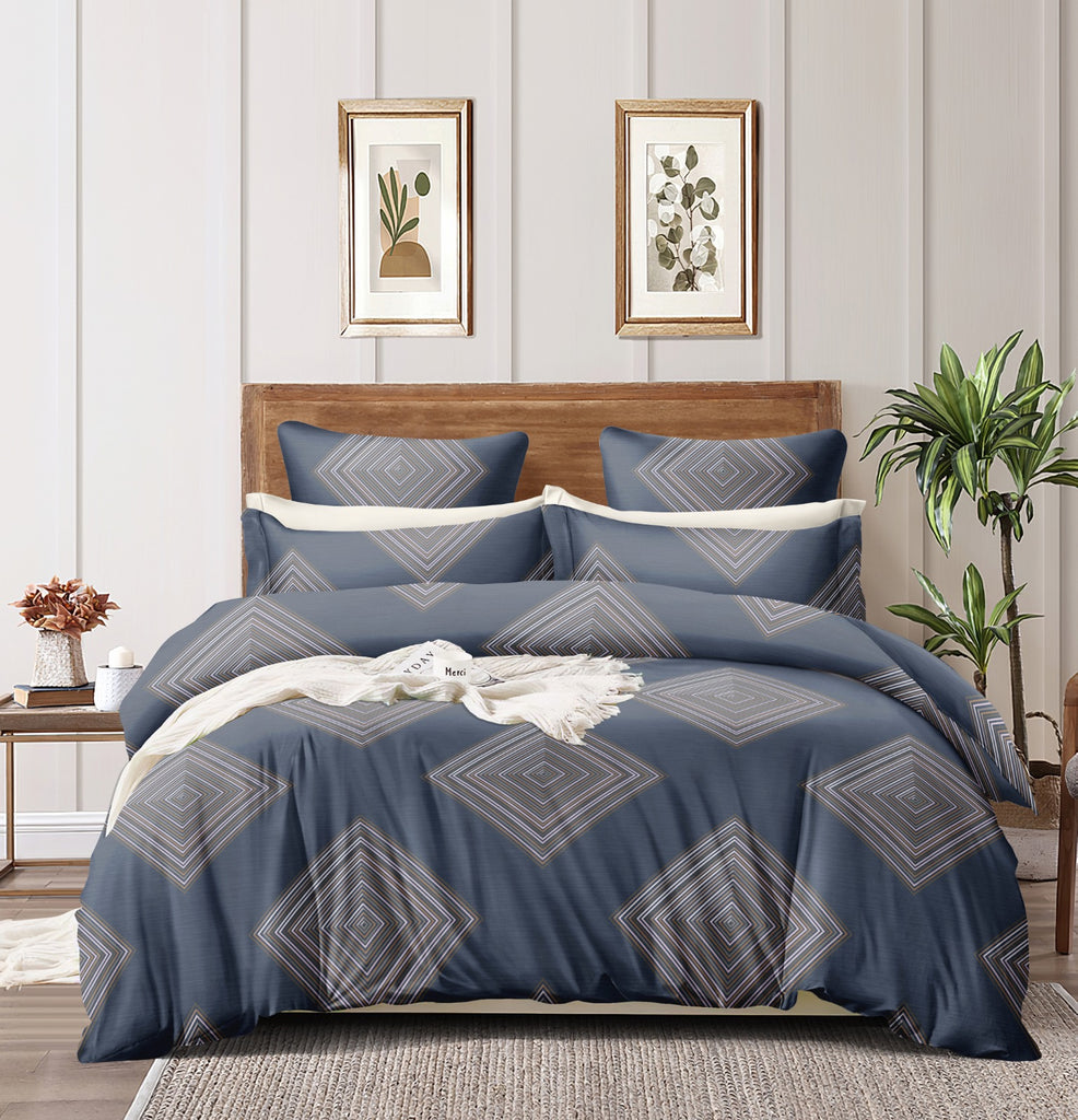 Super Soft Geometric Elegance Design Ac Comforter Set (4 pc Set)