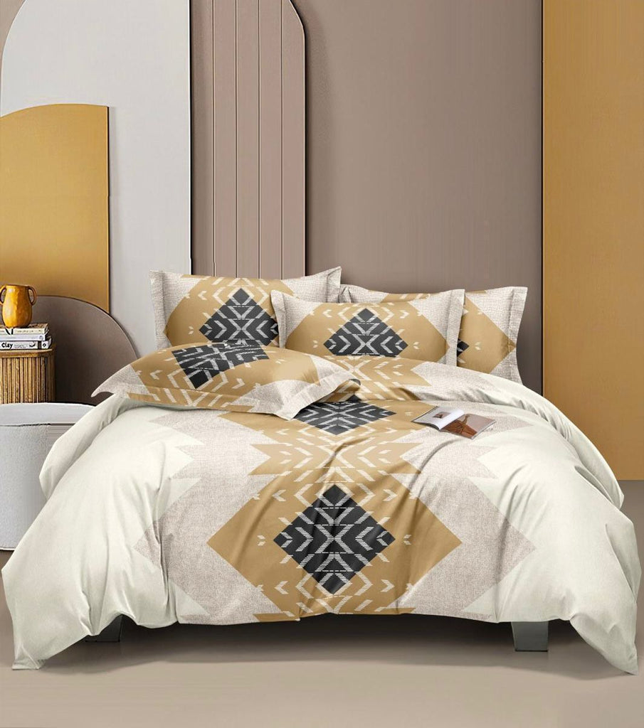 Soft Ac Comforter Set Diamond Design  (ELASTIC Bedsheet, 4 pc Set)
