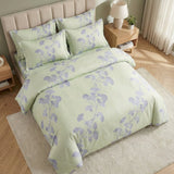 Soft Ac Comforter Set Blue Leaf Design (90x100 Inch)