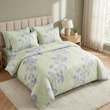 Soft Ac Comforter Set Blue Leaf Design (90x100 Inch)