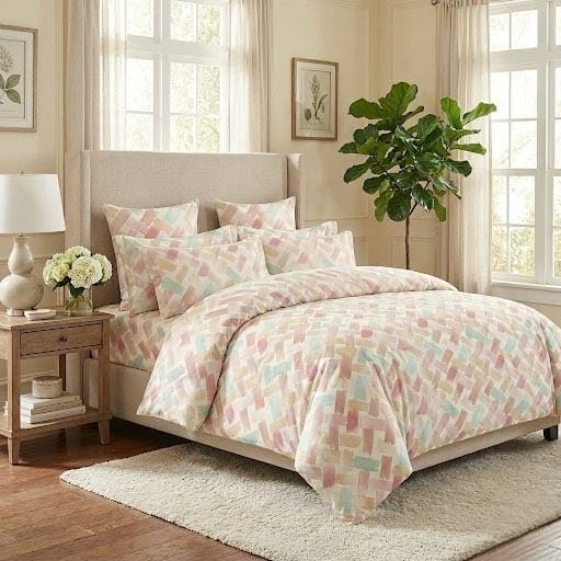 Super Soft Ac Comforter Set Pastel Brush Design (90x100 inch)