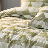 Super Soft Ac Comforter Set Olive Geo Stripes Design ( 90x100 inch)