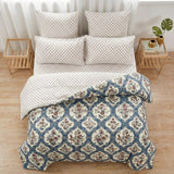 Reversible Soft Ac Comforter Set Royal Floral Design  ( 90x100 Inch )