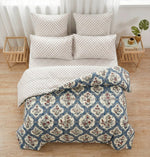 Reversible Soft Ac Comforter Set Royal Floral Design  ( 90x100 Inch )