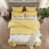 Super Soft Yellow Line Design Ac Comforter Set ( 90x100 Inch )