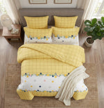 Super Soft Yellow Line Design Ac Comforter Set ( 90x100 Inch )