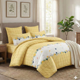 Super Soft Yellow Line Design Ac Comforter Set ( 90x100 Inch )