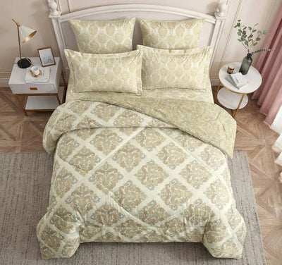 Reversible Soft Ac Comforter Set damask Design ( 90x100 Inch )