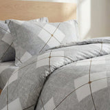 Super Soft Ac Comforter Set Grey Diamond Grid Design (90x100 inch)
