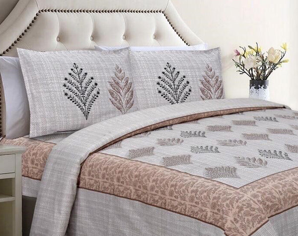 Leaf Floral Cotton Printed Double Bedsheet (100*108 inch)