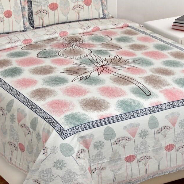 New Floral Cotton Printed Double Bedsheet (100*108 inch)
