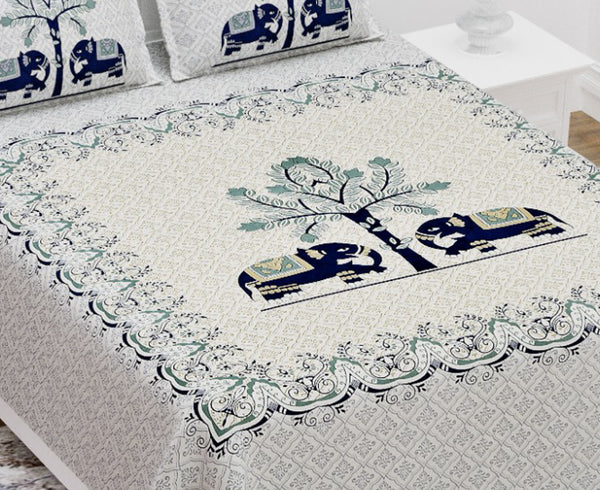 Royal Floral Cotton Printed Double Bedsheet (100*108 inch)