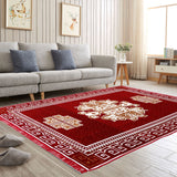 Decorbajar Premium Polyester Chenille Carpets ( Red, 5ft*7ft )